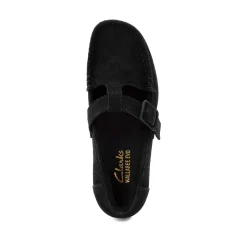 Womens Clarks Wallabee Evo T-Bar Mocassin - Black