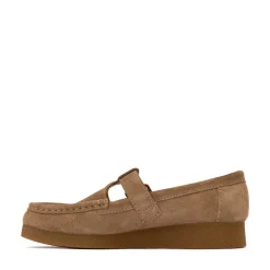 Womens Clarks Wallabee Evo T-Bar Mocassin - Dark Sand