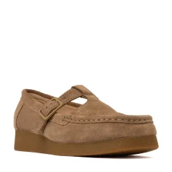 Womens Clarks Wallabee Evo T-Bar Mocassin - Dark Sand