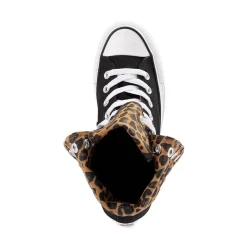 Womens Converse Chuck Taylor All Star Fold-Over High-Top Sneaker - Black / Leopard