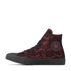 Womens Converse Chuck Taylor All Star High-Top Dressed Up Lace Overlay Sneaker - Black / Park Red
