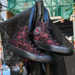 Womens Converse Chuck Taylor All Star High-Top Dressed Up Lace Overlay Sneaker - Black / Park Red