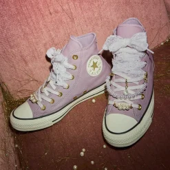 Womens Converse Chuck Taylor All Star High-Top Dressed Up Pearls & Lace Sneaker - Frozen Thistle