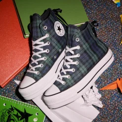 Womens Converse Chuck Taylor All Star Lift Plaid High-Top Sneaker - Navy / Branch Out