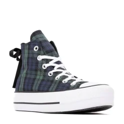 Womens Converse Chuck Taylor All Star Lift Plaid High-Top Sneaker - Navy / Branch Out