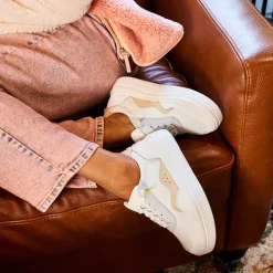Womens HEYDUDE Hudson Lift Color-Block Casual Shoe - Cream / Multicolor