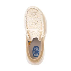 Womens HEYDUDE Wendy Comf Crochet Slip-On Casual Shoe - Irish Creme