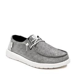Womens HEYDUDE Wendy Metallic Sparkle Slip-On Casual Shoe - Charcoal