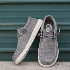 Womens HEYDUDE Wendy Sox Slip-On Casual Shoe - Light Grey