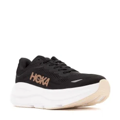 Womens HOKA Bondi 9 Running Shoe - Black / Rose Gold