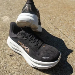 Womens HOKA Bondi 9 Running Shoe - Black / Rose Gold