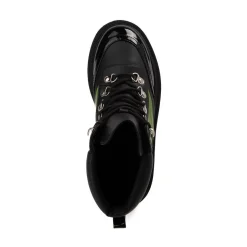 Womens KOI Footwear Cha Cha Cha Platform Flame Boot - Black / Green