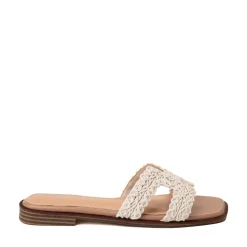Womens Madden Girl Harmony Crochet H-Strap Slide Sandal - Natural
