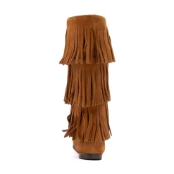 Womens Minnetonka 3-Layer Fringe Boot - Brown