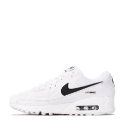 Womens Nike Air Max 90 Athletic Shoe - White / White / Black