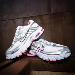 Womens Nike Air Max Moto 2K Athletic Shoe - White / Metallic Silver / Black / Pink Spell