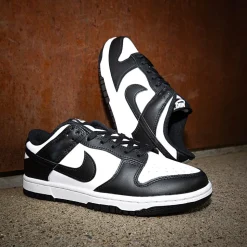 Womens Nike Dunk Low Athletic Shoe - White / White / Black