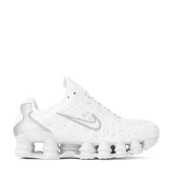 Womens Nike Shox TL Athletic Shoe - White / Metallic Silver / Max Orange / White