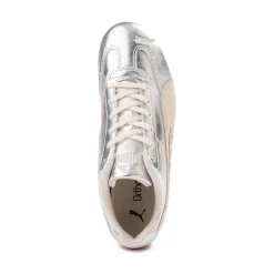 Womens PUMA Speedcat Metallic Athletic Shoe - Silver / Alpine Snow / Gum