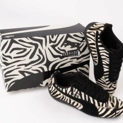 Womens PUMA Speedcat Zebra Athletic Shoe - Warm White / PUMA Black