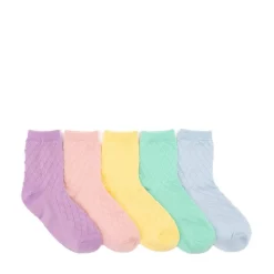 Womens Quilted Quarter Socks 5 Pack - Multicolor