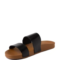 Womens Reef Cushion Vista Slide Sandal - Black / Natural