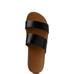 Womens Reef Cushion Vista Slide Sandal - Black / Natural