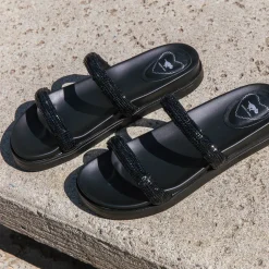 Womens Rocket Dog Sparkle Slide Sandal - Black