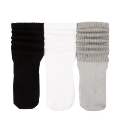 Womens Slouch Socks 3 Pack - Black / White / Grey