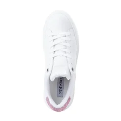 Womens Steve Madden Charlie Rhinestone Sneaker - White / Pink