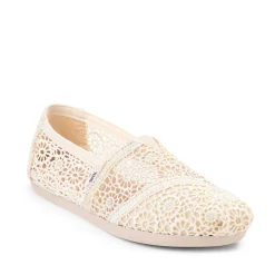 Womens TOMS Alpargata Crochet Slip-On Casual Shoe - Cream