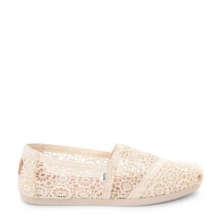 Womens TOMS Alpargata Crochet Slip-On Casual Shoe - Cream