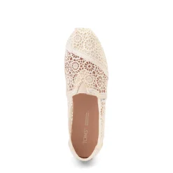 Womens TOMS Alpargata Crochet Slip-On Casual Shoe - Cream