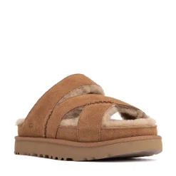 Womens UGG® Greenport Cross Strap Slide Sandal - Chestnut