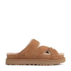 Womens UGG® Greenport Cross Strap Slide Sandal - Chestnut